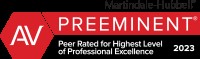 AV Preeminent Peer Rated For Highest Level Of Professional Excellence 2023